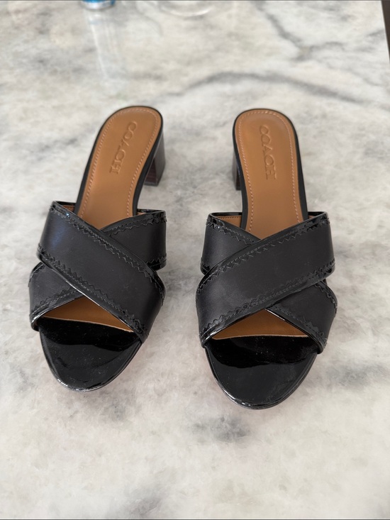 Coach Shoes - Coach Black Leather Crisscross Heeled Mules